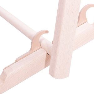 Springos Leżak ogrodowy składany, drewniany z czerwonym-białym materiałem UNIWERSALNY 2