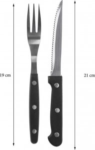 BBQ Sztućce do steków burgerów noże widelce zestaw 12 elementów uniwersalny 3