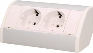 Orno Gniazdo meblowe 2x2P+Z, schuko, biało-srebrne 2