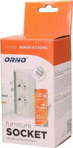 Orno Gniazdo meblowe 2x2P+Z, schuko, biało-srebrne 3