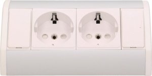 Orno Gniazdo meblowe 2x2P+Z, schuko, biało-srebrne 4