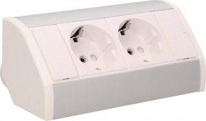 Orno Gniazdo meblowe 2x2P+Z, schuko, biało-srebrne 5