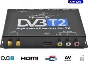 Nvox Tuner samochodowy telewizji cyfrowej dvb-t/t2 mpeg 2/4 slim hdmi usb av 12v 24v 1