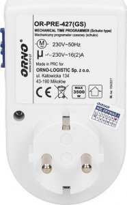 Orno Programator czasowy mechaniczny, MINI, wersja schuko 6