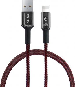 Kabel USB AMiO USB-A - Lightning 1 m Czerwony (AMI-02527) 1