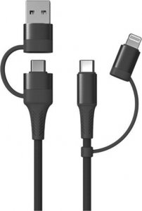 Kabel USB AMiO USB-A + USB-C - USB-C + Lightning 1 m Czarny (AMI-02547) 1