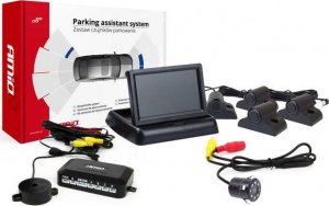 AMiO Zestaw czujników parkowania tft02 4,3" z kamerą hd-307-ir 4 sensory srebrne 1