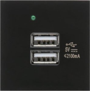 Maclean Gniazdo USBx2 z ładowarką Maclean, podwójne, 2.1A fast charge, czarne, MCE728B 1