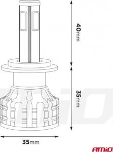 AMiO Żarówki samochodowe led cob 4side amio h7 8