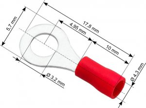 Blow 43-009# Konektor oczk.izol.śruba 3,2 kabel 4,3mm 1