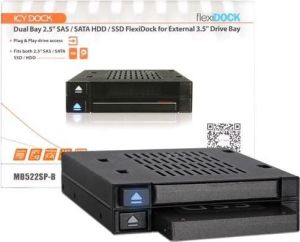 Kieszeń Icy Dock 2x 2.5" SATA/SAS Hotswap flexiDOCK (MB522SP-B) 11
