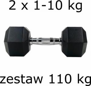 UnderFit hantle Hex gumowane 2 x 1-10 kg (110kg) 1