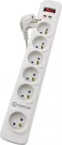 Listwa zasilająca Powerton 6 gniazd 3 m biała 2