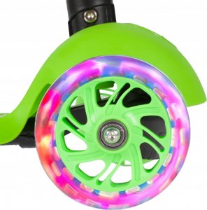 Hulajnoga MalPlay Hulajnoga Balansująca Trójkołowa Zielona Świecące Koła 3