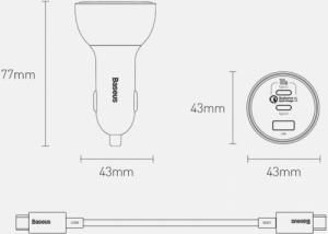 Ładowarka Baseus TZCCZM-0G 1x USB-A 2x USB-C 5 A  (BSU3243GRY) 6