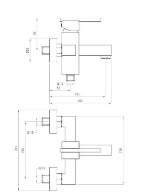 Bateria wannowa Deante Cubic ścienna chrom (BDD 011M) 6