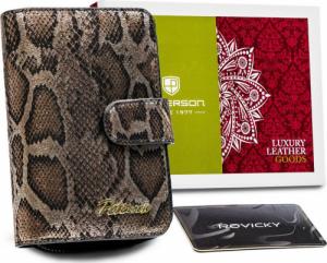 Peterson Skórzany portfel damski z wężowym wzorem i ochroną RFID Stop  Peterson NoSize 1