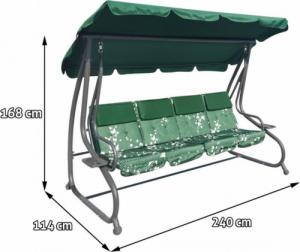 Ramiz Ogromna Huśtawka Ogrodowa Siedzisko Plecionka 2x1 Zielona Motyle 2