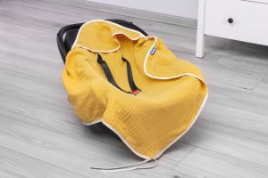 Sensillo OTULACZ MUŚLINOWY DO FOTELIKA MUSZTARDOWY 75x75 4