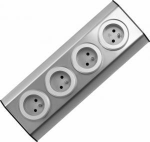 Orno Gniazda meblowe, kuchenne montowane na rzepy  4x2P+Z INOX, 1