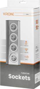 Orno Gniazda meblowe, kuchenne montowane na rzepy  4x2P+Z INOX, 3