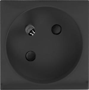 Orno NOEN FR, gniazdo modułowe 45x45mm kątowe - 45 1x2P+Z, typ E French, 16A 250V, czarne 2