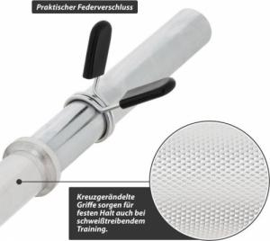 Maxxiva MAXXIVA Gryf olimpijski z blokadą sprężynową 140 cm, srebrny 5