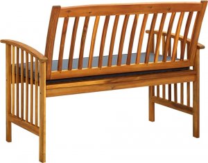 vidaXL Ławka ogrodowa z poduszką, 119 cm, lite drewno akacjowe 5