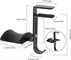 Alogy Alogy Uniwersalny uchwyt wieszak hak na słuchawki na biurko blat Czarny uniwersalny 4
