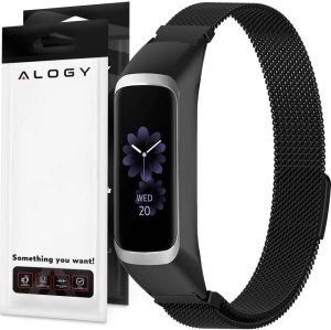 Alogy Alogy Bransoleta Milanese pasek stal nierdzewna do Samsung Galaxy Fit 2 SM-R220 Czarna uniwersalny 1