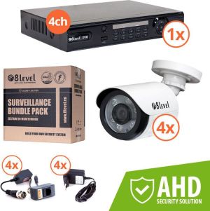 8level zestaw kamer zewnętrznych 4xAHB-E1080-363-1, 1xDVR-AHD-1080P-041-1 (KIT-DVR4-4E1080-363) 1