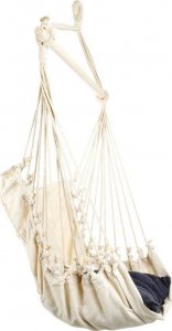 ProGarden Hamak brazylijski fotel podwieszany huśtawka beżowa poducha grafitowa 14