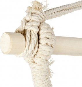 ProGarden Hamak brazylijski fotel podwieszany huśtawka beżowa poducha grafitowa 5