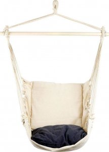 ProGarden Hamak brazylijski fotel podwieszany huśtawka beżowa poducha grafitowa 9