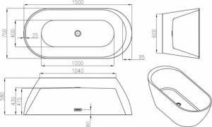 Wanna Mexen Mexen Livia wanna wolnostojąca 150 x 75 cm biała - 52591507500 2
