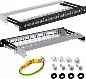 Lexi-NET 19" modulární stíněný patch panel LEXI-Net 24port, černý, výsuvný 2