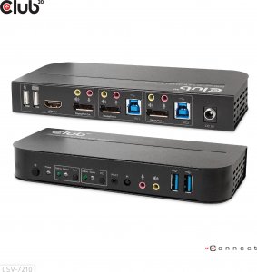 Club 3D Club3D síťový přepínač - Switch, DP/HDMI KVM Switch - Dual DP 4K 60Hz 3