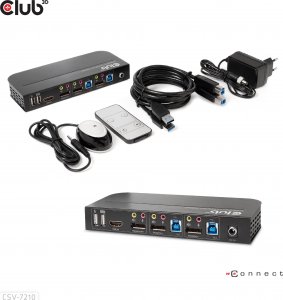 Club 3D Club3D síťový přepínač - Switch, DP/HDMI KVM Switch - Dual DP 4K 60Hz 4