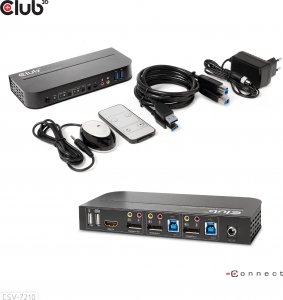 Club 3D Club3D síťový přepínač - Switch, DP/HDMI KVM Switch - Dual DP 4K 60Hz 5
