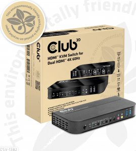 Club 3D Club3D síťový přepínač - Switch, HDMI KVM Switch - Dual HDMI 4K 60Hz 14