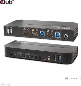 Club 3D Club3D síťový přepínač - Switch, HDMI KVM Switch - Dual HDMI 4K 60Hz 2