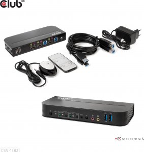 Club 3D Club3D síťový přepínač - Switch, HDMI KVM Switch - Dual HDMI 4K 60Hz 3