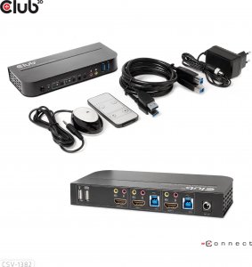 Club 3D Club3D síťový přepínač - Switch, HDMI KVM Switch - Dual HDMI 4K 60Hz 4
