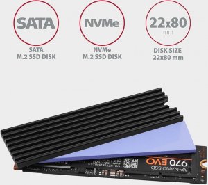 Axagon CLR-M2L3 Chłodnica aluminiowa pasywna do dysku M.2 SSD 3