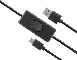 Akasa AKASA kabel USB-A 2.0 na USB-C, napájecí kabel se switchem (pro Raspberry Pi 4), 1.5m 1