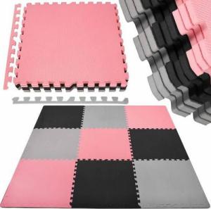 Springos Mata piankowa kwadraty 179x179 cm szare, czarne, różowe puzzle dla dzieci, do ćwiczeń pianka EVA UNIWERSALNY 1
