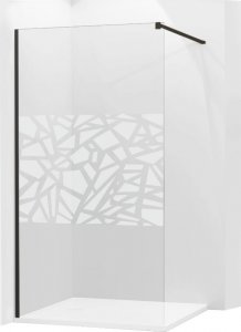Mexen Mexen Kioto ścianka prysznicowa 130 x 200 cm, transparent/biały wzór 8 mm, czarny - 800-130-101-70-85 1