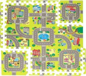 Springos Piankowe puzzle dla dzieci 90x90 cm ulice mata piankowa 9 elementów UNIWERSALNY 1