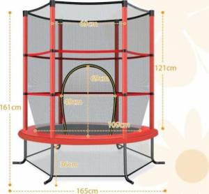 Trampolina ogrodowa Costway TW10052RE z siatką wewnętrzną 5.5 FT 165 cm 3