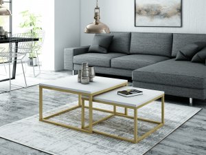 4HouseDesign STOLIK KAWOWY PARMA II LOFT INDUSTRIAL ZŁOTE NÓŻKI 1